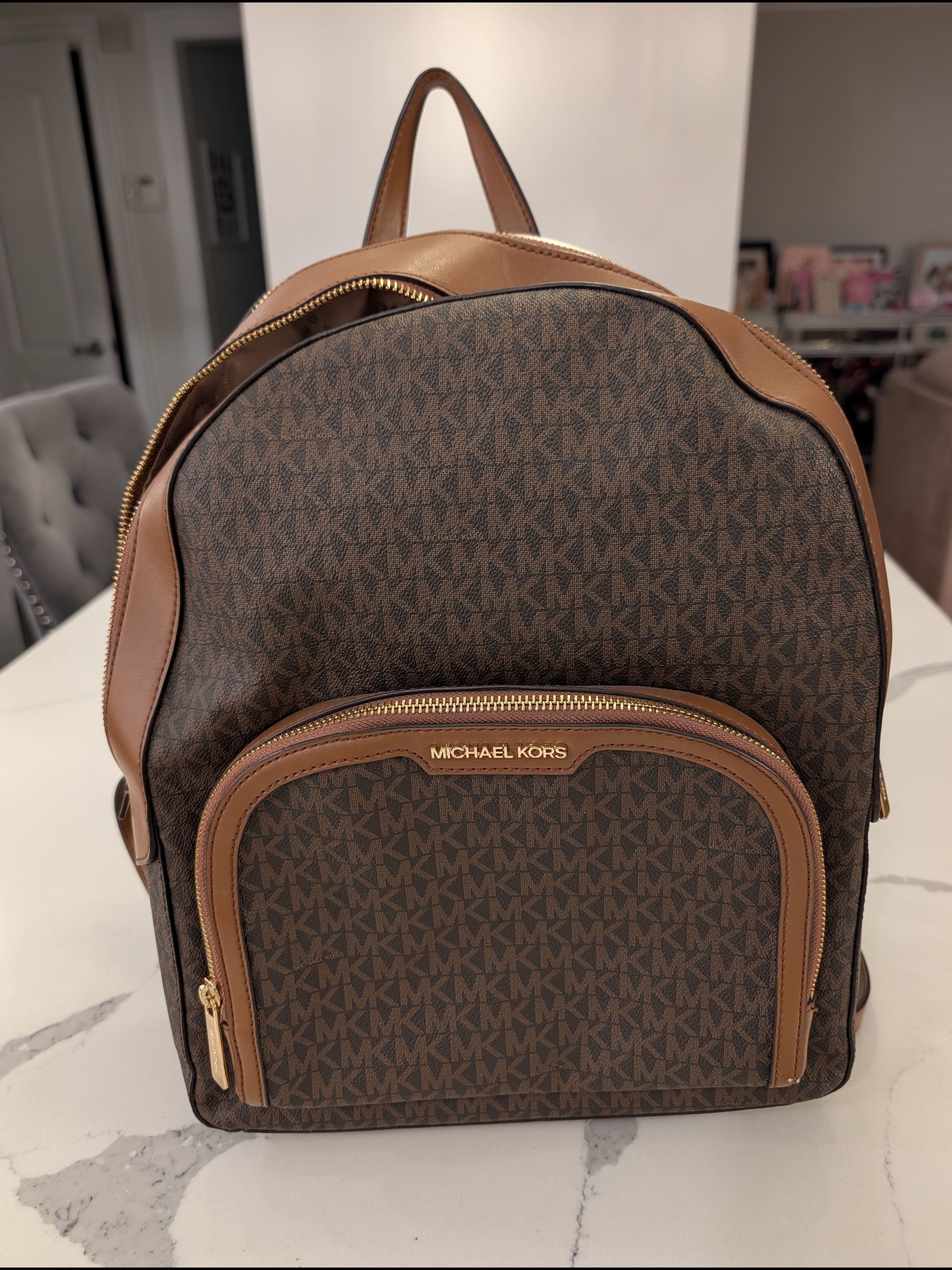Michael Kors Jaycee Large Zip Pocket Backpack In Brown Sale